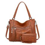 BAIGIO Women's Handbag Shoulder Bag Tote PU Leather Large Capacity with Wallet Clutch Shopping Bag Waterproof Hobo Work Bag for Shopping Travel Work Office School,Brown