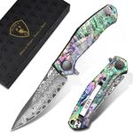 AUBEY Damascus Pocket Knife for Wom