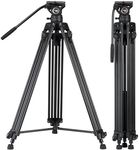 Video Tripod System, Cayer BV30L 72 inch- Professional Heavy Duty Aluminum Twin Tube Tripod, K3 Fluid Head, Mid-Level Spreader, Max Loading 13.2 LB, DSLR Camcorder, Plus 1 Bonus Quick Release Plate