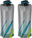 Vapur 90231 - Element (2-Pack) 1.0L BPA Free Foldable Flexible Water Bottle w/Carabiner (Grey/Teal)