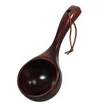Bath Salt Scoop Wooden Ladle Spoon Scoops for Canisters Flour Scoop Ladles for Cooking (Black and red)