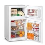 COMFEE' RCT87WH2(E) Under Counter Fridge Freezer, 87L Small Fridge Freezer with Light, Removable Shelves, Adjustable Thermostats, Reversible Doors,White