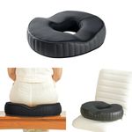 The White Willow Donut Pillow For Tailbone Pain Relief, Orthopedic Coccyx Cushion For Tailbone Pain For Sitting, Pillow For Piles, Hemorrhoid, Ring Pillow Above 50 KG Weight Black- Medium Firm HR Foam