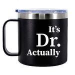 Panvola It's Dr Actually Doctor Gifts Insulated Coffee Mug 14oz With Handle And Lid New PhD Student Graduation Gifts From Mom Dad To Daughter Son Stainless Steel Tumbler Camping Travel Mugs