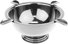 Stinky Cigar Ashtray, 4 Stainless Steel Stirrups, 8-Inch Diameter, 3-Inch Deep, Windproof, Deep Bowl Design, Known As 'The Original Stinky Ashtray, Polished Stainless Steel