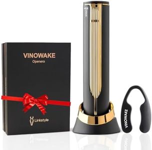 LINKSTYLE OPENERO Electric Wine Bottle Opener, Luxury Automatic Wine Corkscrew with Foil Cutter and Charging Base, Premium Metals with Elegant Gift Box, Home Bar Accessories for Wine Lovers, Gold