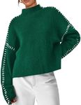 PRETTYGARDEN Women's Chunky Knit Winter Sweaters Casual Long Sleeve Mock Neck Oversized Loose Pullover Sweater Tops (Dark Green,Medium)