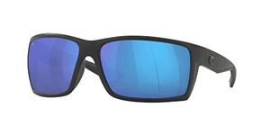 Costa Del Mar Men's Reefton Rectangular Sunglasses, Blackout/Blue Mirrored Polarized 580g, 64 mm