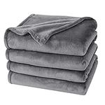 PHF Ultra Soft Fleece Blanket Queen Size 220x240cm, No Shed No Pilling Luxury Plush Cozy Flannel 280GSM Lightweight Throw Blanket for Bed, Couch, Chair, Sofa Suitable for All Season, Grey