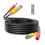 FITE ON 25ft Black Video Power BNC Cable Cord Lead Wires Compatible with Zosi CCTV DVR Security Cameras