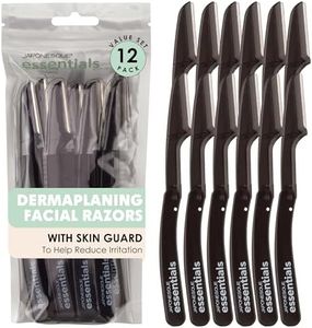 JAPONESQUE Essentials Dermaplaner Facial Hair Razors 12 Pack – Precision Blades for Peach Fuzz Removal, and Eyebrow Shaping for Men & Women