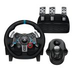 Logitech G G29 SE Driving Force Racing Wheel and Pedals, Force Feedback, Real Leather + Logitech G Driving Force Shifter - Sim Steering Wheel, Pedals, Gear stick for PS5, PS4 and PC, Mac - Black