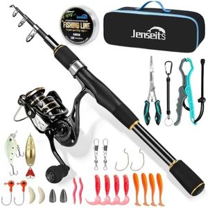 Jenseits 6Ft Telescopic Spinning Fishing Pole and Reel Combo with Tools