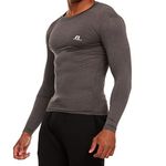 Russell Athletic Men's Compression Long Sleeve T-Shirt, Black Heather, Large