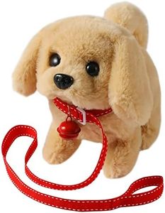 KSABVAIA Plush Golden Retriever Toy Puppy Electronic Interactive Dog - Walking, Barking, Tail Wagging, Stretching Companion Animal for Kids Toddlers (Golden Dog)