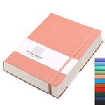 AHGXG College Ruled/Lined Notebook - 320 Numbered Pages B5 Lined Journal, 100gsm Thick Paper, Faux Leather Softcover, Inner Pocket, 7.6'' X 10''-Pink