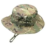 Wide Brim Boonie Hat,Top Camo Sun Cap for Men & Women Military Tactical Head Wear,Beach Outdoor Activties Hunting Fishing (Terrain)