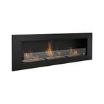 AARON HOME Milano Bio Ethanol Fireplace, Wall Mounted, Indoor, Stainless Steel, 128x42cm (Black)