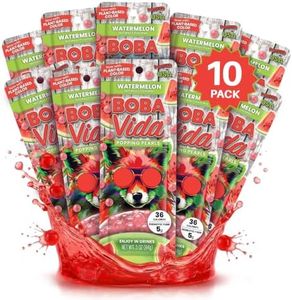 BobaVida Watermelon Boba Pearls - Popping Boba for Drinks, Desserts & Food Toppings - Non-GMO Fruit Boba Pearls - 3oz Each, 10 Boba Packets with Straws