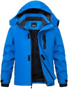 Buyboxs Winter Coat for Youth Boys Warm Fleece Zip Pockets Water Proofing Ski Jackets for Kids Hooded Thermal Outdoor Jacket Teens Blue XL (14-16)