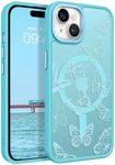 BENTOBEN for iPhone 15 Plus Case,Cute Butterfly Pattern iPhone 15 Plus Magnetic Case [Compatible with MagSafe] Translucent Matte Slim Women Girl Protective Case for iPhone 15 Plus 6.7", Lake Blue