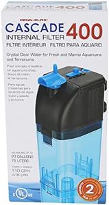 Penn Plax Cascade 400 Submersible Aquarium Filter Cleans Up to 20 Gallon Fish Tank With Physical, Chemical, and Biological Filtration, CIF2