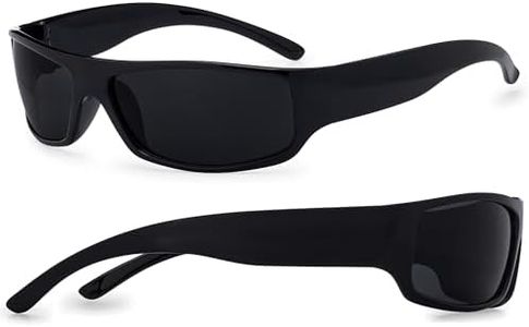 grinderPUNCH Occhiali da sole neri super scuri da uomo - stile gangster avvolgente sottile (nero)