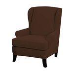 HOKIPO 190 GSM Jacquard Wing Chair Cover Fully Covered, Dark Brown (AR-4773-F3)