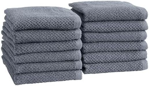 Great Bay Home Blue Washcloth- 100% Cotton 12-Pack 13x13 Wash Cloth - Absorbent, Quick-Drying, Durable Face Towels for Bathroom Decor - Low-Twist, Two-Ply Fibers (Chambrey Blue)