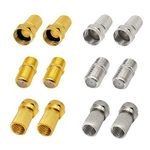 Peslogy F Type Coaxial Cable Extension/Repair Connector Kit 8pcs RG6 Plug Connector and 4pcs Female Extension Couple for Satellite TV Aerial Sky Freesat Virgin NTL Coaxial Cable