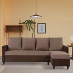 COUCH CULTURE Saya LHS Sectional Sofa for Living Room |6 Person Sofa| Premium Fabric with Cushioned Armrest | 12 Months Warranty| Solid Wood Frame| 6 Seater in Saya Duo Brown Color DIY(Do-It-Yourself)