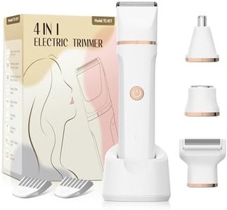 Electric Bikini Trimmer for Women - 4 in 1 Electric Shaver for Women, Waterproof Pubic Hair Trimmer and Facial Hair Remover, Replaceable Razors & Nose Hair Trimmer, Rechargeable Women's Grooming Kit