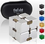 PILPOC theFube Infinity Cube Fidget Desk Toy - Aluminum Infinite Magic Cube , Sturdy, Heavy, Relieve Stress and Anxiety, for ADD, ADHD, OCD (Silver)