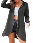 Zeagoo 2024 Women's Long Zip Up Hoodie Light Oversized Fleece Tunic Hooded Sweatshirt Jacket with Pockets