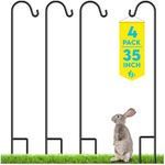 Gray Bunny 35 inch Black, Set of 4 Solid (Non-Hollow) Single Piece (No Assembly), Strong Rust Resistant Premium Metal Hanger for Weddings Plant Baskets Solar Lights Lanterns & Mason Jars