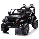 VOLTZ TOYS 12V Ride-On Car Truck for Kids with Open Doors, LED Lights, 2.4G Remote Control and MP3 Player with Music, Horn, Battery Powered Electric Vehicle Gift for Boys and Girls (Black)