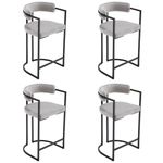 Wahson Modern Bar Stools Set of 4 Velvet Kitchen Breakfast Counter Chairs with Metal Base Footrest, Upholstered Bar Chairs for Home Bar/Pub, Gray