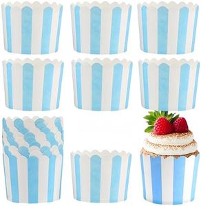 100 Pcs Cupcake Cases,Cupcake Liners, Paper Baking Cups Stripes Muffin Liners Grease-Proof Bulk Cupcake Liners Popcorn Dessert Ice Cream Ice Cream Wrapper for Birthday Parties, Christmas Weddings