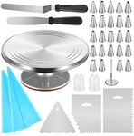 Kootek Aluminium Cake Turntable, 12 Inch Rotating Cake Stand, 35 pcs Cake Decorating Kit Supplies with 24 Numbered Icing Piping Tips, 2 Frosting Spatula, Pastry Bags and Other Baking Tools