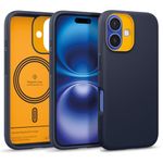 CASEOLOGY by Spigen Nano Pop Mag for iPhone 16 Case [Soft & Dust Free Material] Magnetic Military Grade Drop Protection Back Cover Case for iPhone 16 (TPU and PC | Blueberry Navy)