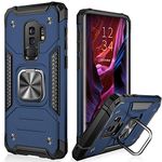 IKAZZ for Galaxy S9 Plus Case,Dual Layer Soft Flexible TPU and Hard PC Anti-Slip Full-Body Rugged Protective Phone Case with Magnetic Kickstand for Samsung Galaxy S9 Plus Blue