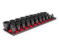 TEKTON 1/2 Inch Drive 6-Point Impact Socket Set with Rails, 31-Piece (8-38 mm) | SID92104