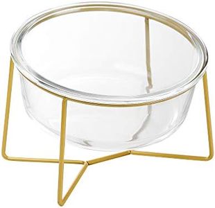Large Glass Tilted Elevated Cat Dog Bowl Raised Cat Food Water Bowl Dish Pet Comfort Feeding Bowls with Gold Iron Stand