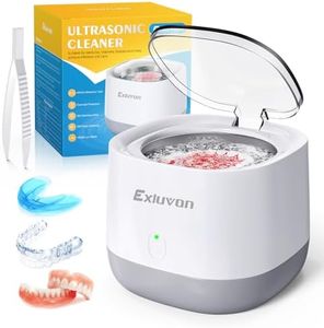 Exluvon Ultrasonic Retainer Cleaner, 45kHz Ultrasonic Dental Cleaner Machine, 250ML Ultrasonic Cleaner for Dentures, Retainer, Aligner, Mouthguard, Invisalign and Jewelry