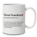 DOTAIN Great Grandma Definition Meaning Coffee Mug Ceramic Cup(11oz),Double Side Printed,Funny New Gag Novelty Great Grandma Mug Gifts For Grandma Nana Grandmother Granny