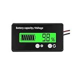 TSUGAMI Battery Capacity Voltage Meter with Alarm, Waterproof LCD Display and Backlight Digital Testers, 24V 12V 36V 48V Lead-Acid Lithium ion Battery Gauge, Fit for Car Golf Cart RV Marine (Green)