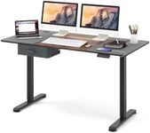 Giantex 140x70cm Electric Height Adjustable Standing Desk, Ergonomic Sit Stand Desk, Stand up Computer Workstation w/USB Charging Port, Storage Drawer, 2 Cable Holes, Home Office (Rustic Brown+Black)