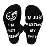 ZoomPlay Funny Socks Novelty Socks for Men Women, I'M NOT SLEEPING I'M JUST RESTING MY EYES Socks, Unisex Cotton Calf Socks with Grippers Non-Slip, Christmas Birthday Gifts, Without Gift Box