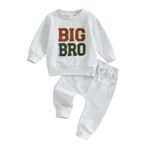 Big Brother Little Brother Matching Outfits Baby Boy Lil Bro/Big Bro Sweatshirt Pants Set 2Pcs Fall Winter Clothes, Gray-big Bro, 6-12 Months