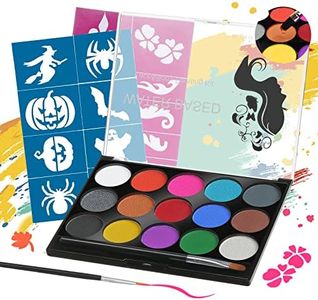 Janolia Pintura Facial, Pintura Corporal con 15 Diversas Colores, Maquillaje para Cuerpo Professionale, Pinturas Cara para Niños y Adulto, Caracterizarse en Fiestas, Halloween